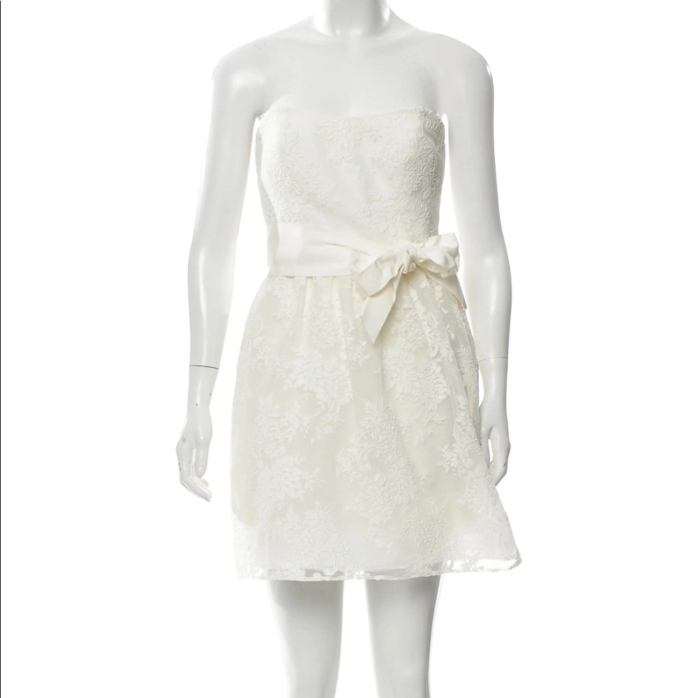 Amsale Little White Strapless Dress